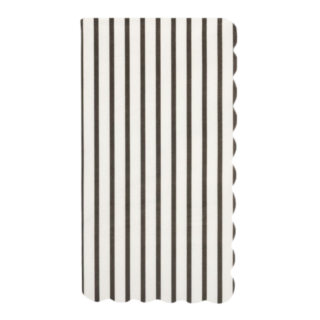 Black and White Thin Stripe Scalloped Guest Napkins