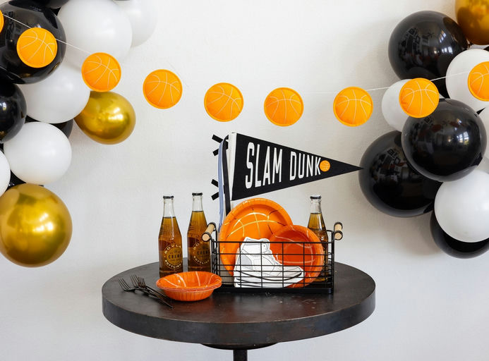 Orange Basketball Felt Banner