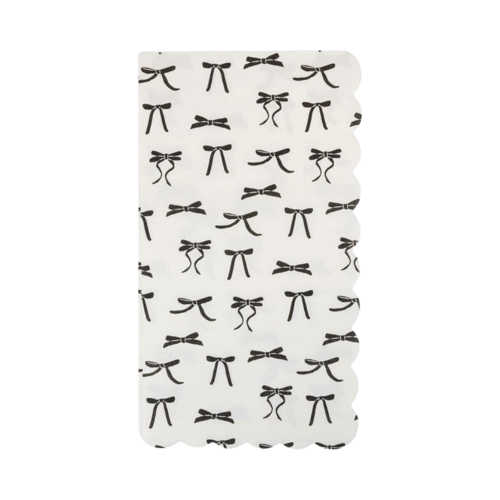 Black Bow Patterns Scalloped Guest Napkin