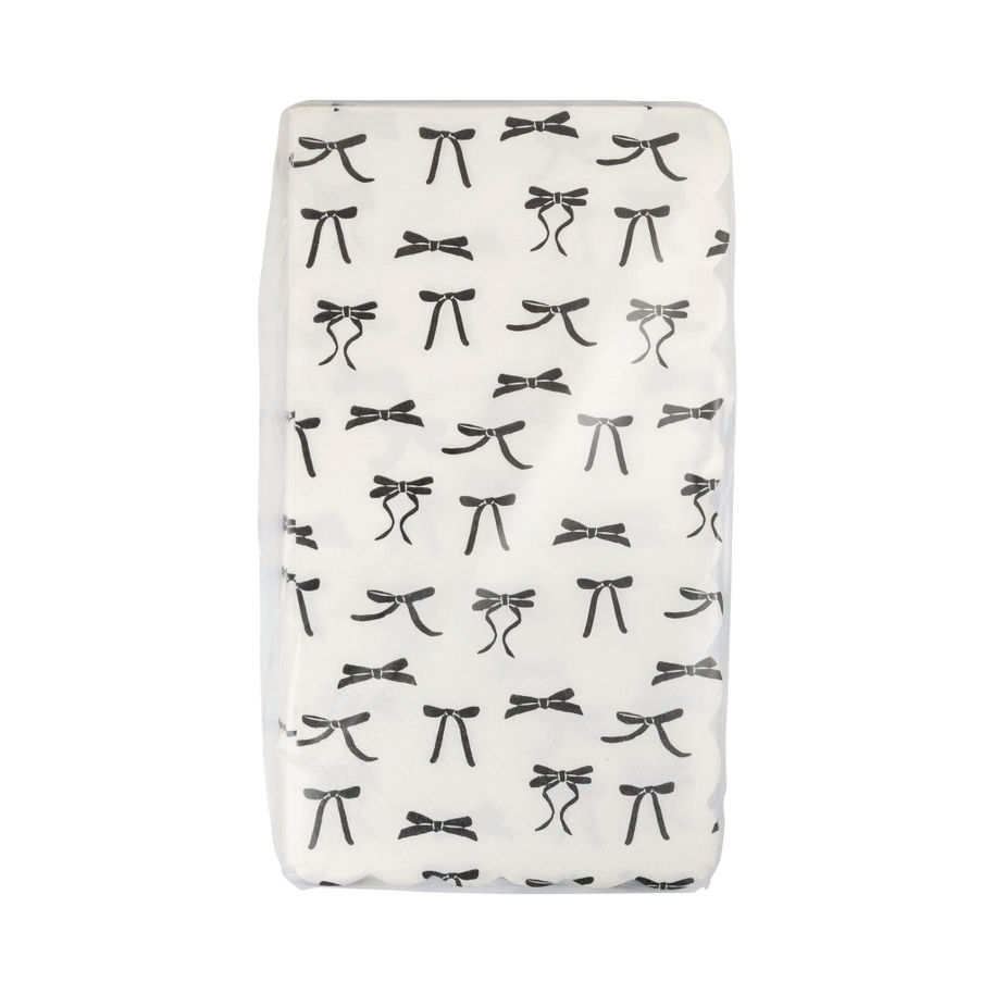 Black Bow Patterns Scalloped Guest Napkin