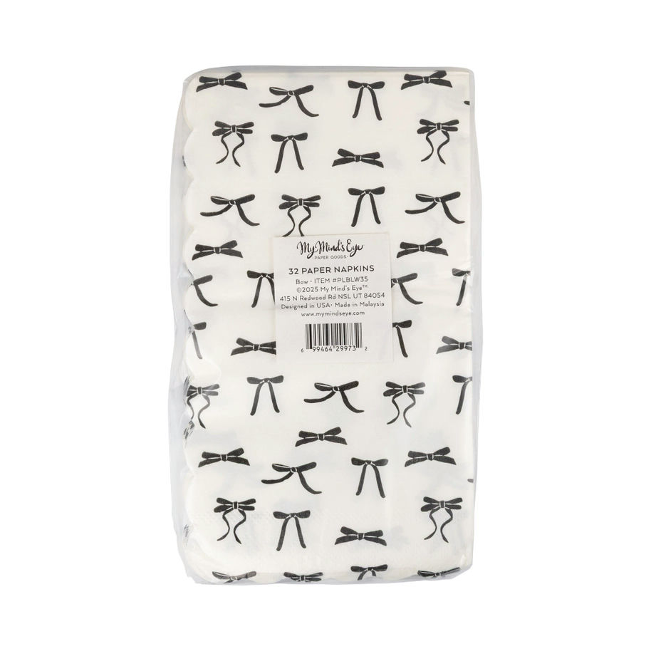 Black Bow Patterns Scalloped Guest Napkin