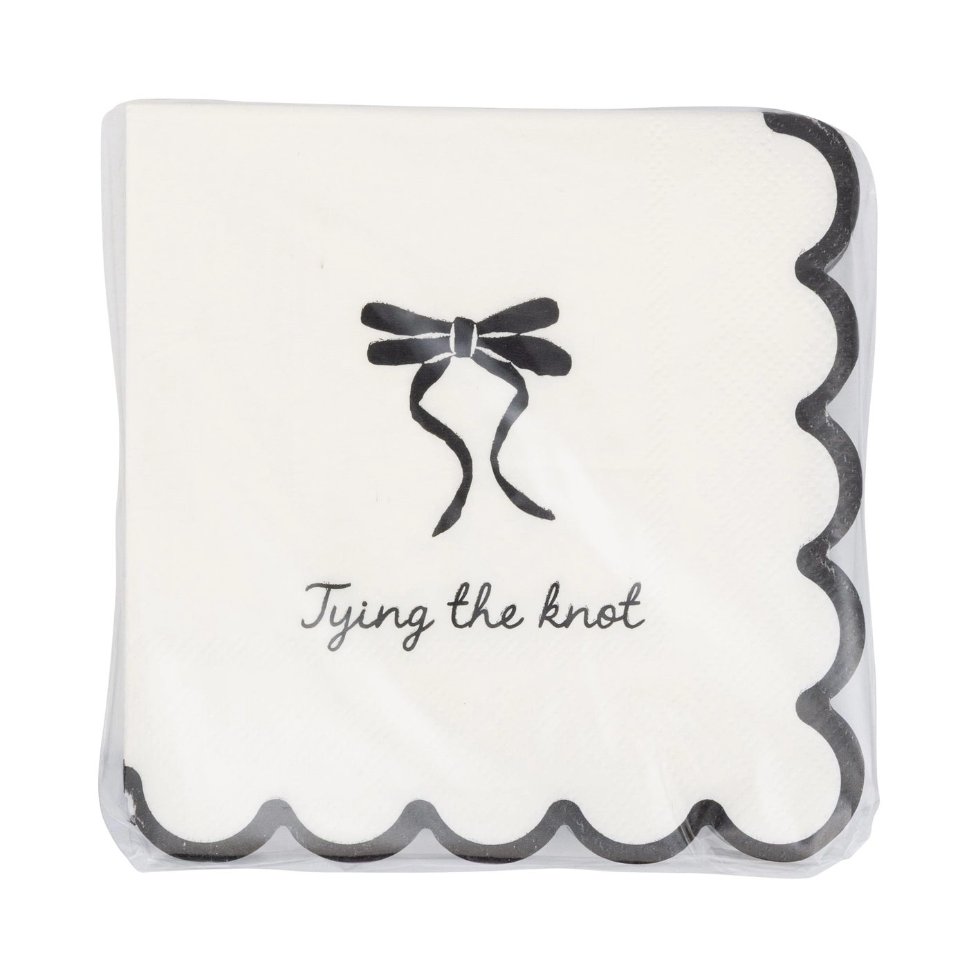Black and White Tie The Knot Wedding Cocktail Napkins