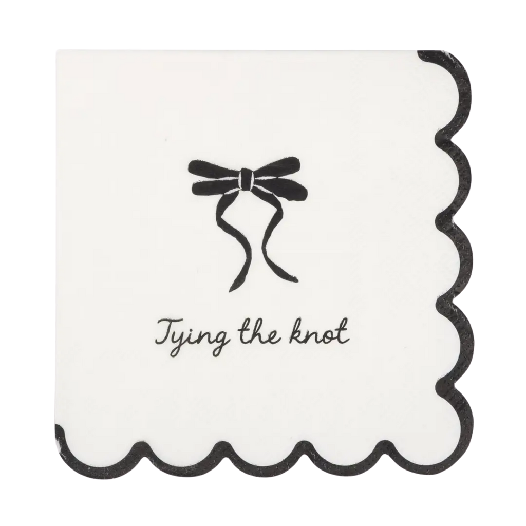 Black and White Tie The Knot Wedding Cocktail Napkins