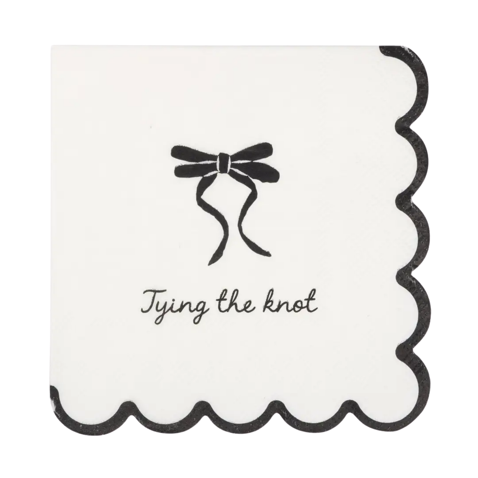 Black and White Tie The Knot Wedding Cocktail Napkins