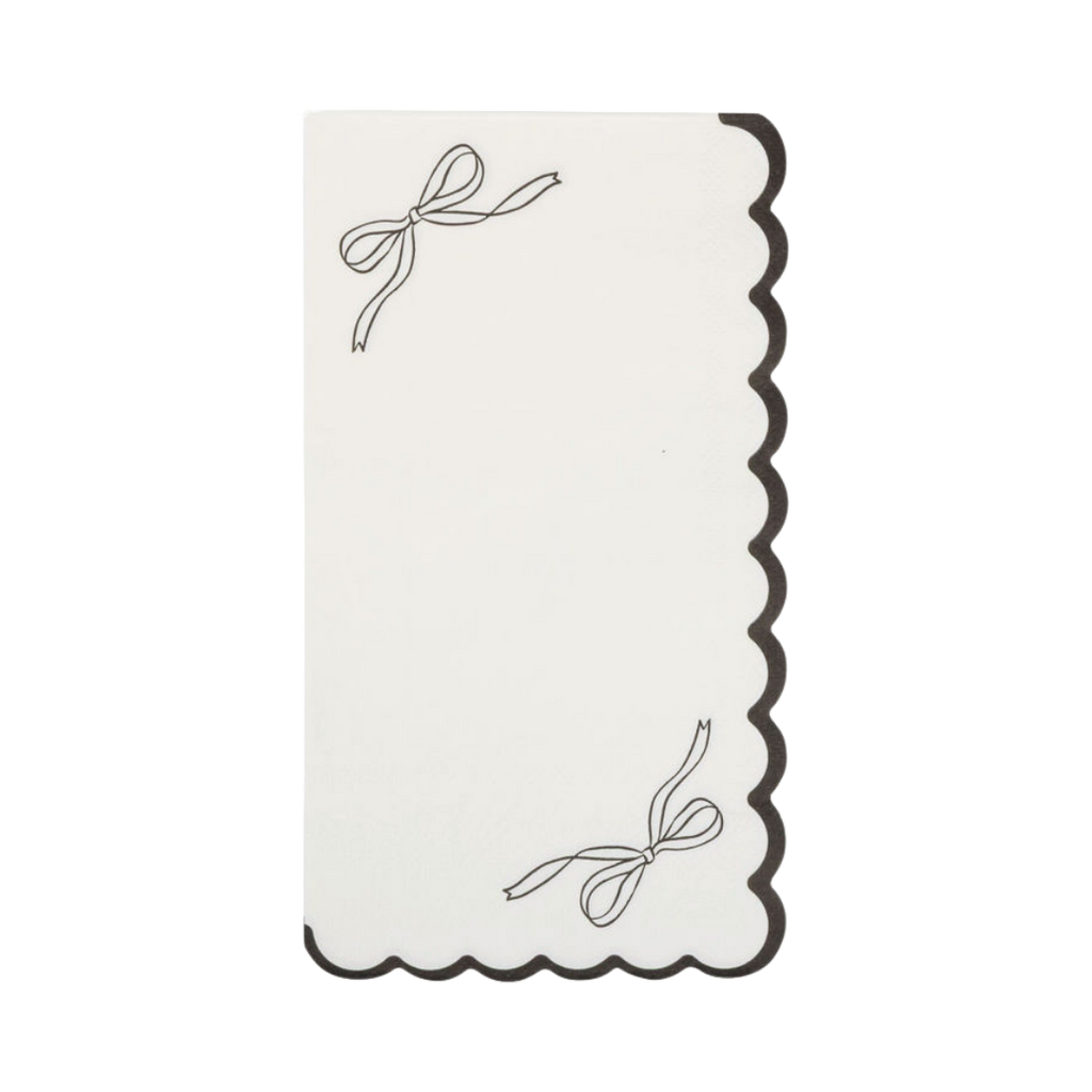 Black and White Bow Scalloped Guest Napkin