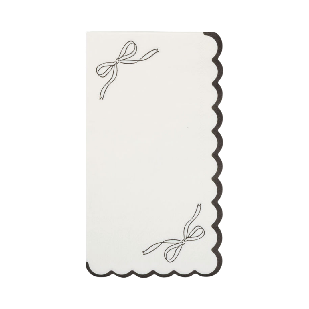 Black and White Bow Scalloped Guest Napkin