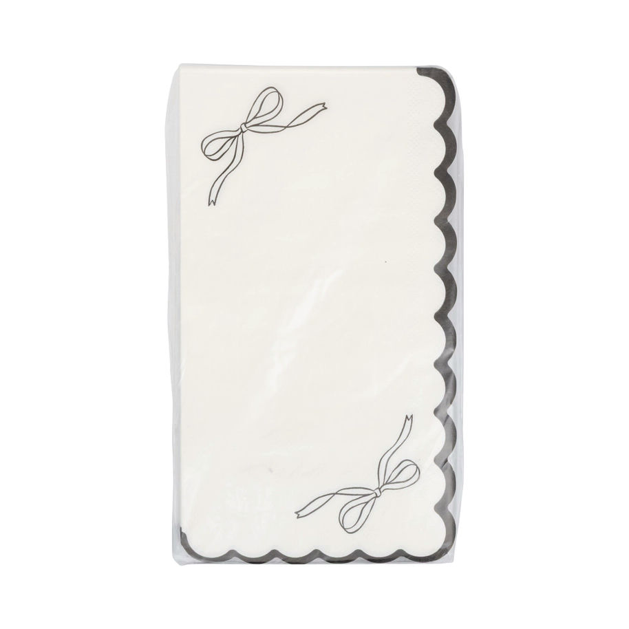 Black and White Bow Scalloped Guest Napkin