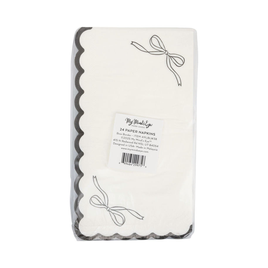 Black and White Bow Scalloped Guest Napkin