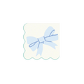 White and Blue Bow Scalloped Cocktail Napkin