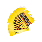 Yellow caution treat zone favor boxes with black stripes for Halloween from Parte Haus party supply store in Bethesda MD