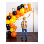 Orange yellow and black construction balloon arch with construction theme from Parte Haus party supply store in Bethesda Maryland