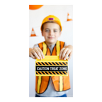 orange construction costume with caution treat zone sign kids birthday theme from Parte Haus party supply store in Bethesda MD