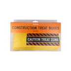 Yellow construction treat boxes with caution sign construction birthday from Parte Haus party supply store in Bethesda Maryland