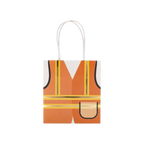 Orange construction worker vest gift bag with handles for construction birthday theme from Parte Haus party supply store in Bethesda MD