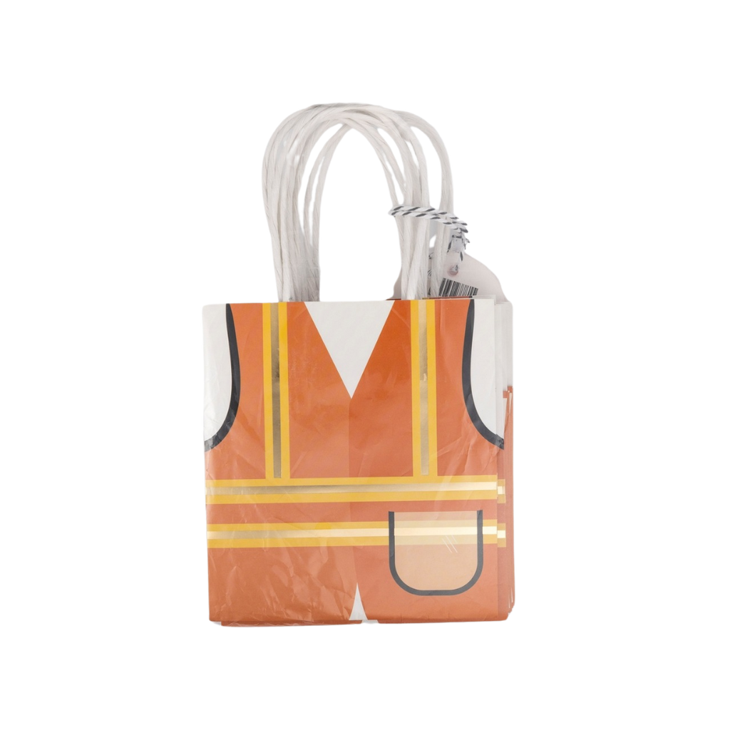 orange construction vest gift bag construction birthday from Parte Haus party supply store in Bethesda MD