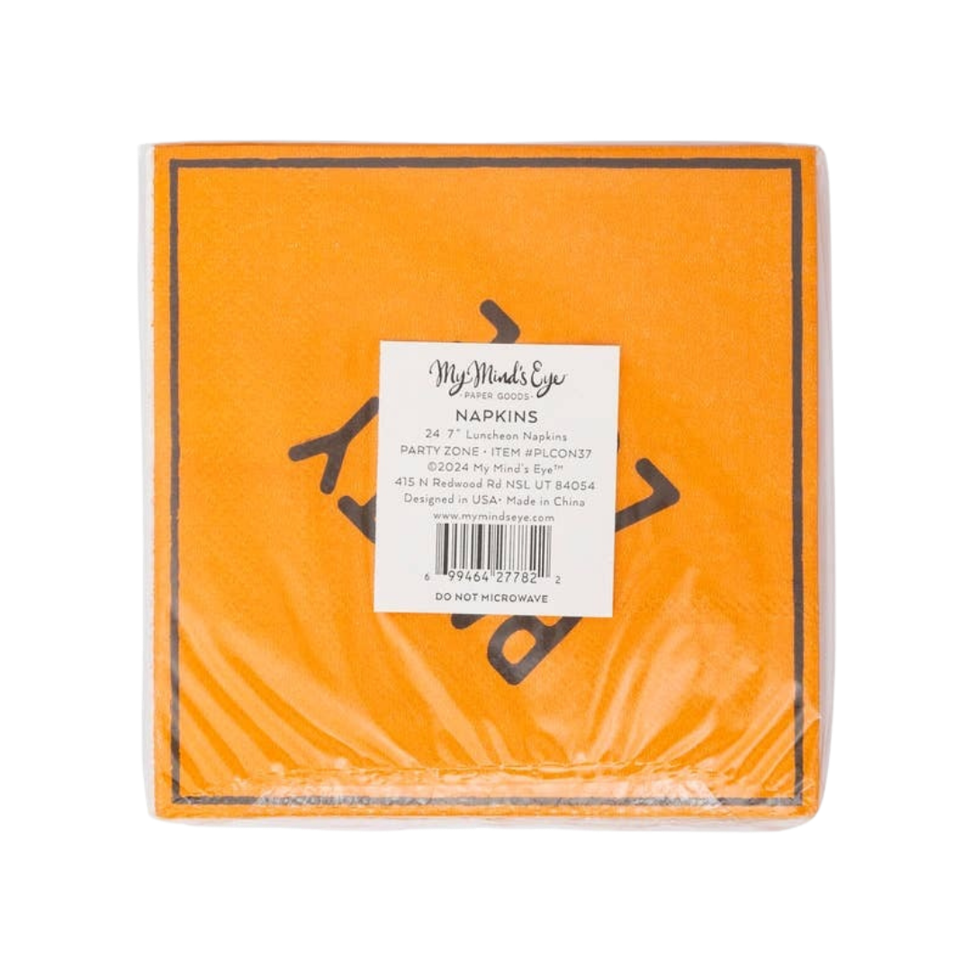 Orange Construction Sign Cocktail Napkin