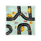 Yellow construction truck plate with road and sign graphics construction birthday from Parte Haus party supply store in Bethesda Maryland