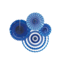 Blue and white fan set with round paper fans for birthday or celebration from Parte Haus party supply store in Bethesda MD