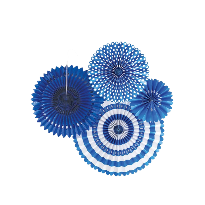 Blue and White Party Fan Set Backdrop
