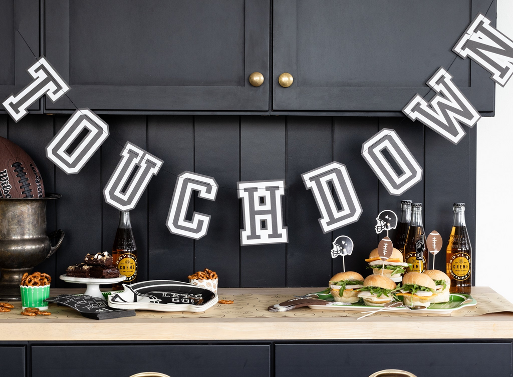 Black "Touchdown" Football Banner