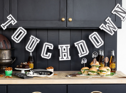 Black "Touchdown" Football Banner