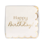White and Gold "Happy Birthday" Cocktail Napkins