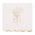 Cream and Gold Floral Bouquet Cocktail Napkins