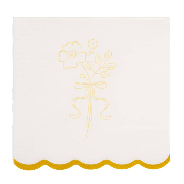 Cream and Gold Floral Bouquet Cocktail Napkins