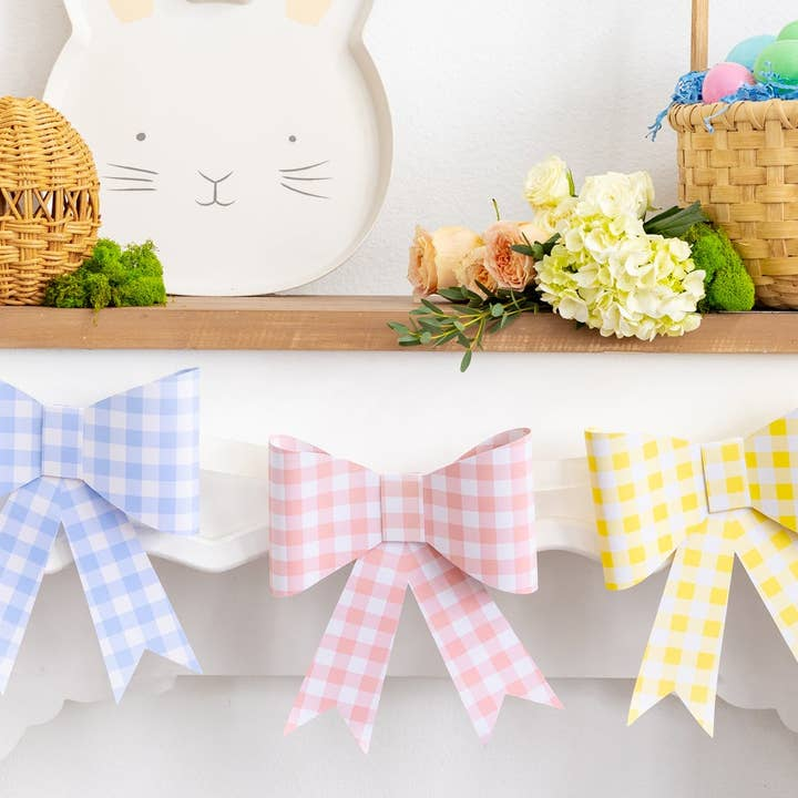 Pastel Gingham Bow Banners