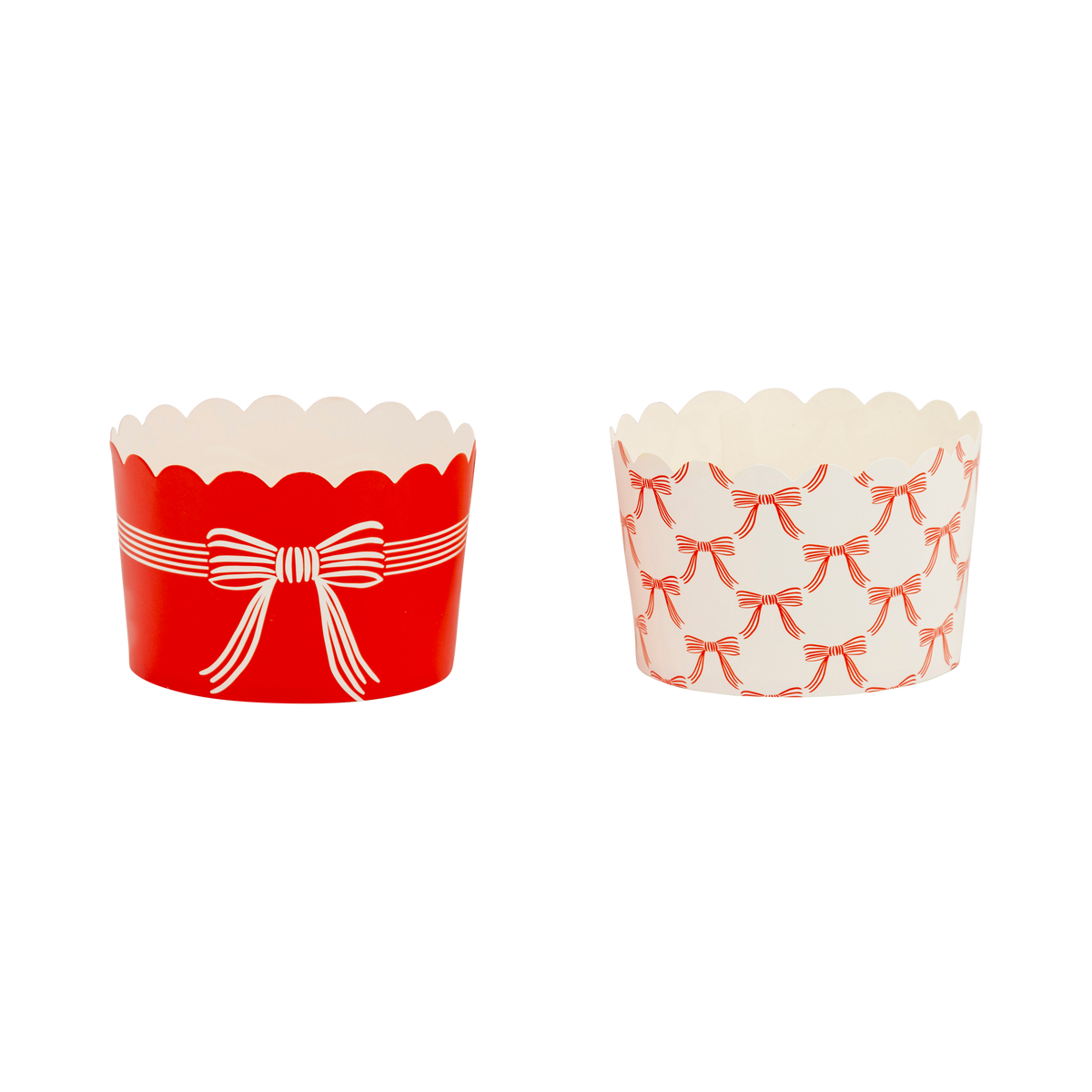 Red and Cream Bows Cupcake Cups