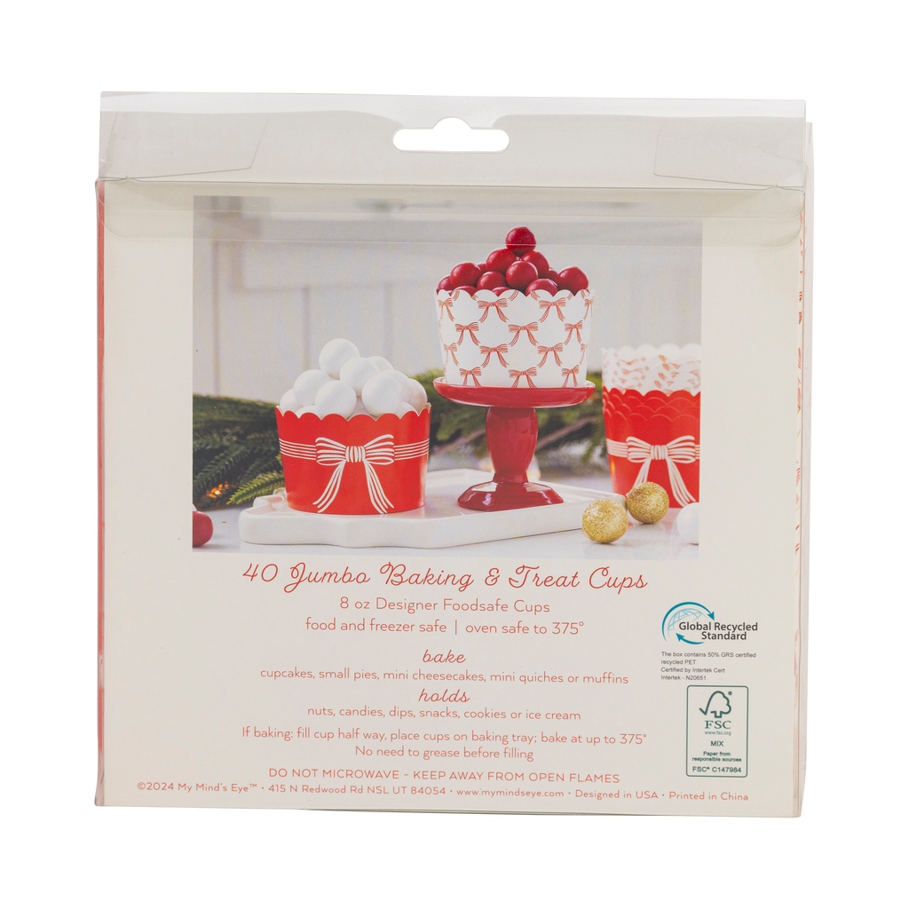 Red and Cream Bows Cupcake Cups