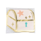 Pink and gold treasure chest napkin with star and sparkles mermaid party from Parte Haus party supply store in Bethesda MD