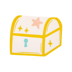Yellow and white treasure chest favor box with star and keyhole for birthday from Parte Haus party supply store in Bethesda MD