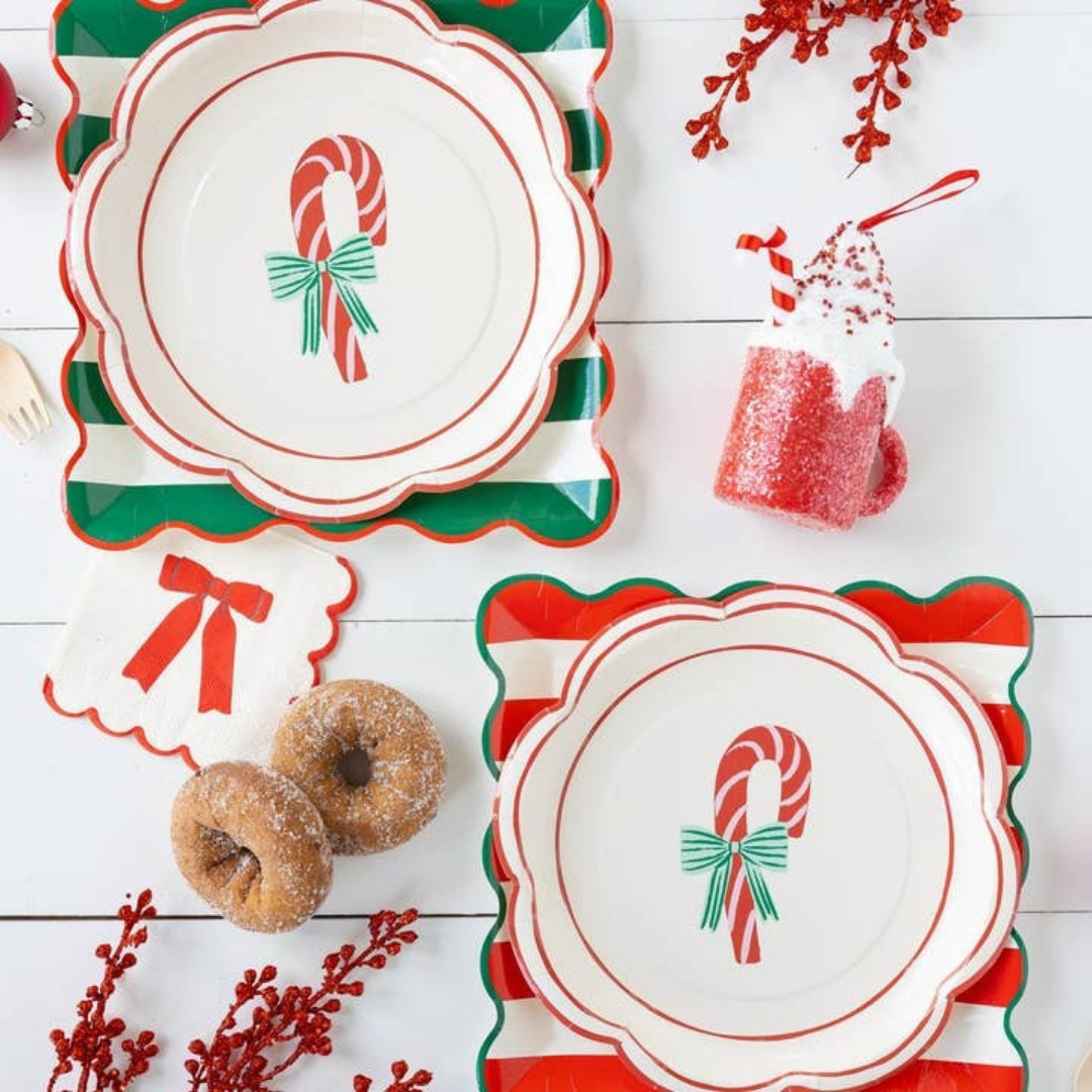 White and Red Bow Cocktail Napkin