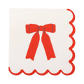 Red and white napkin with bow design for birthday theme from Parte Haus party supply store in Bethesda MD