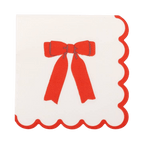 Red and white napkin with bow design for birthday theme from Parte Haus party supply store in Bethesda MD