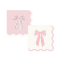 Pink and White Bow Scalloped Cocktail Napkin