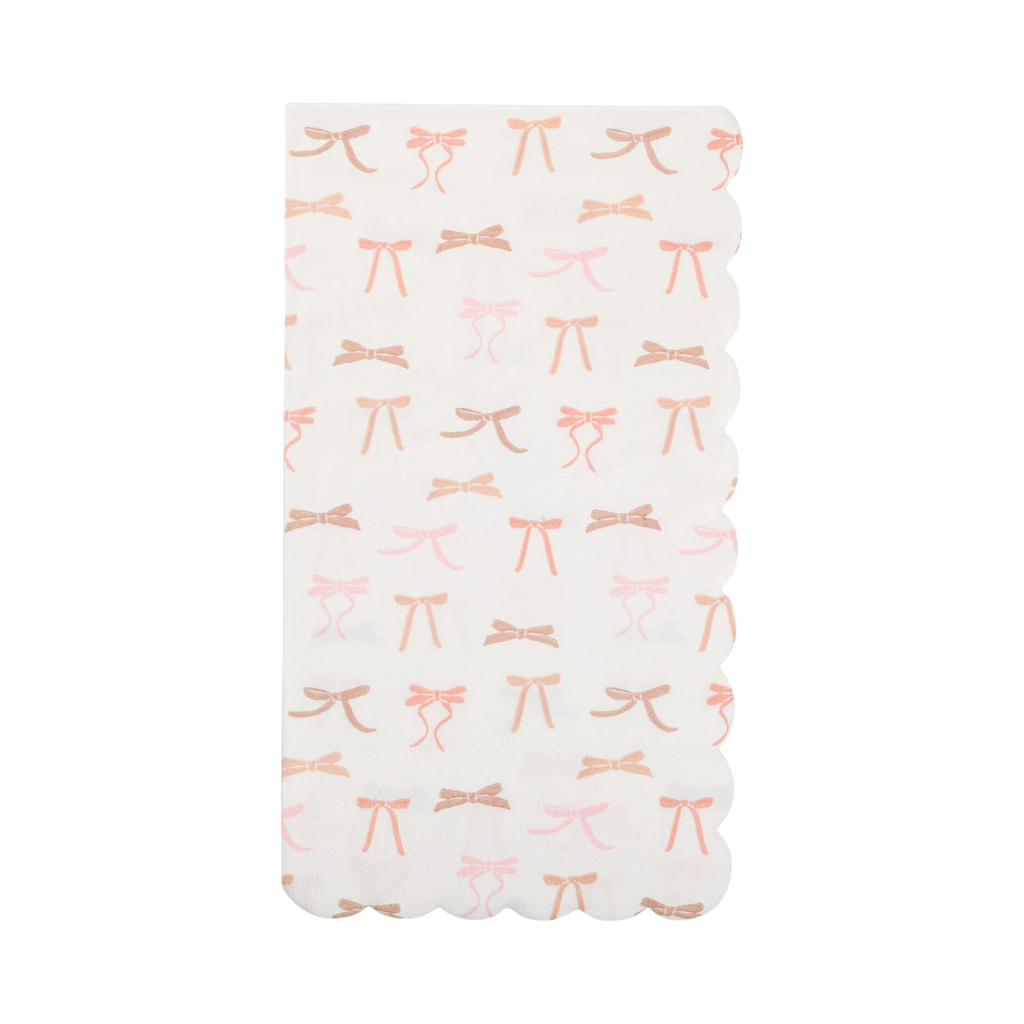 Pink Bow Patterns Scalloped Guest Napkin