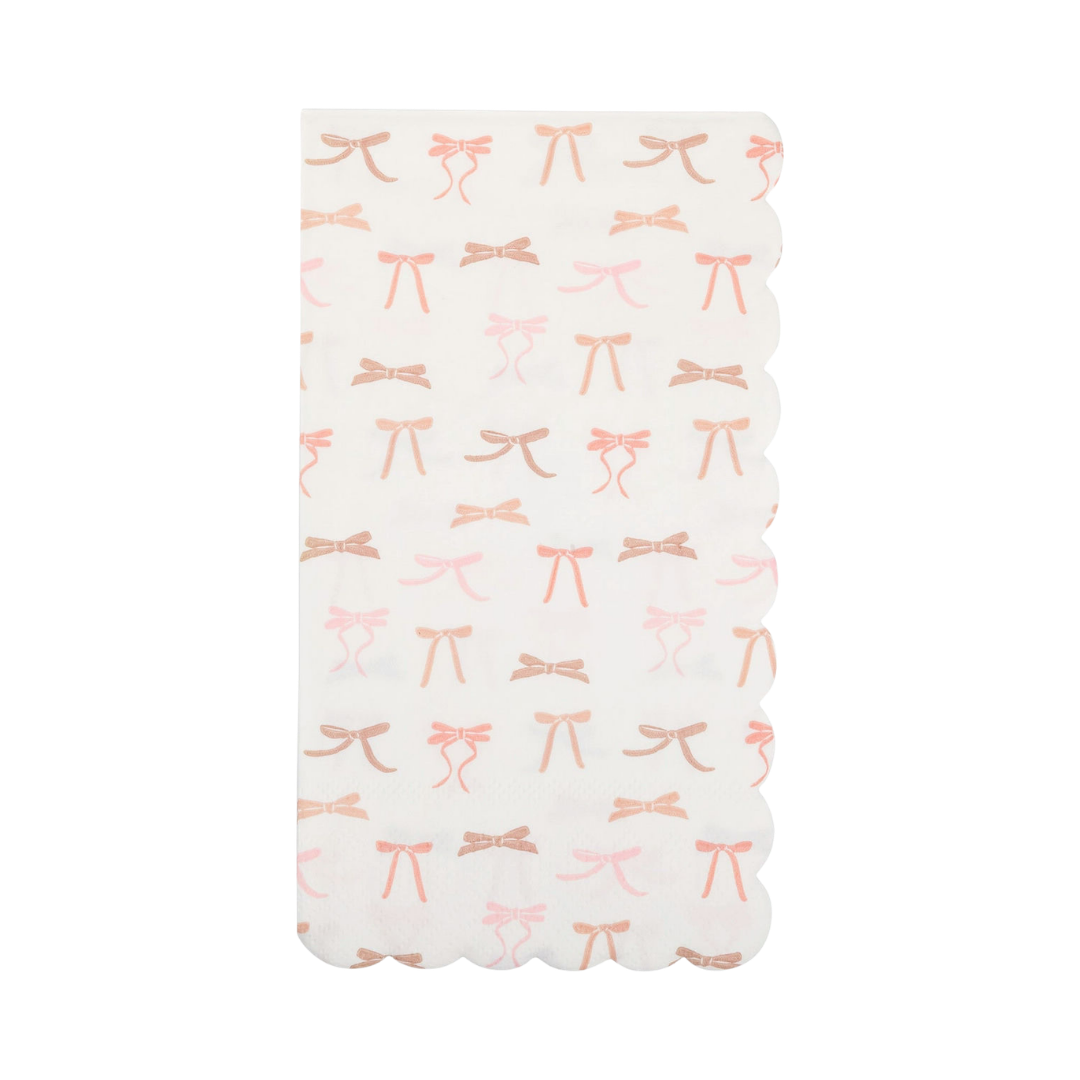 Pink Bow Patterns Scalloped Guest Napkin