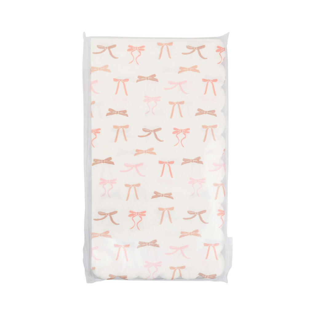 Pink Bow Patterns Scalloped Guest Napkin
