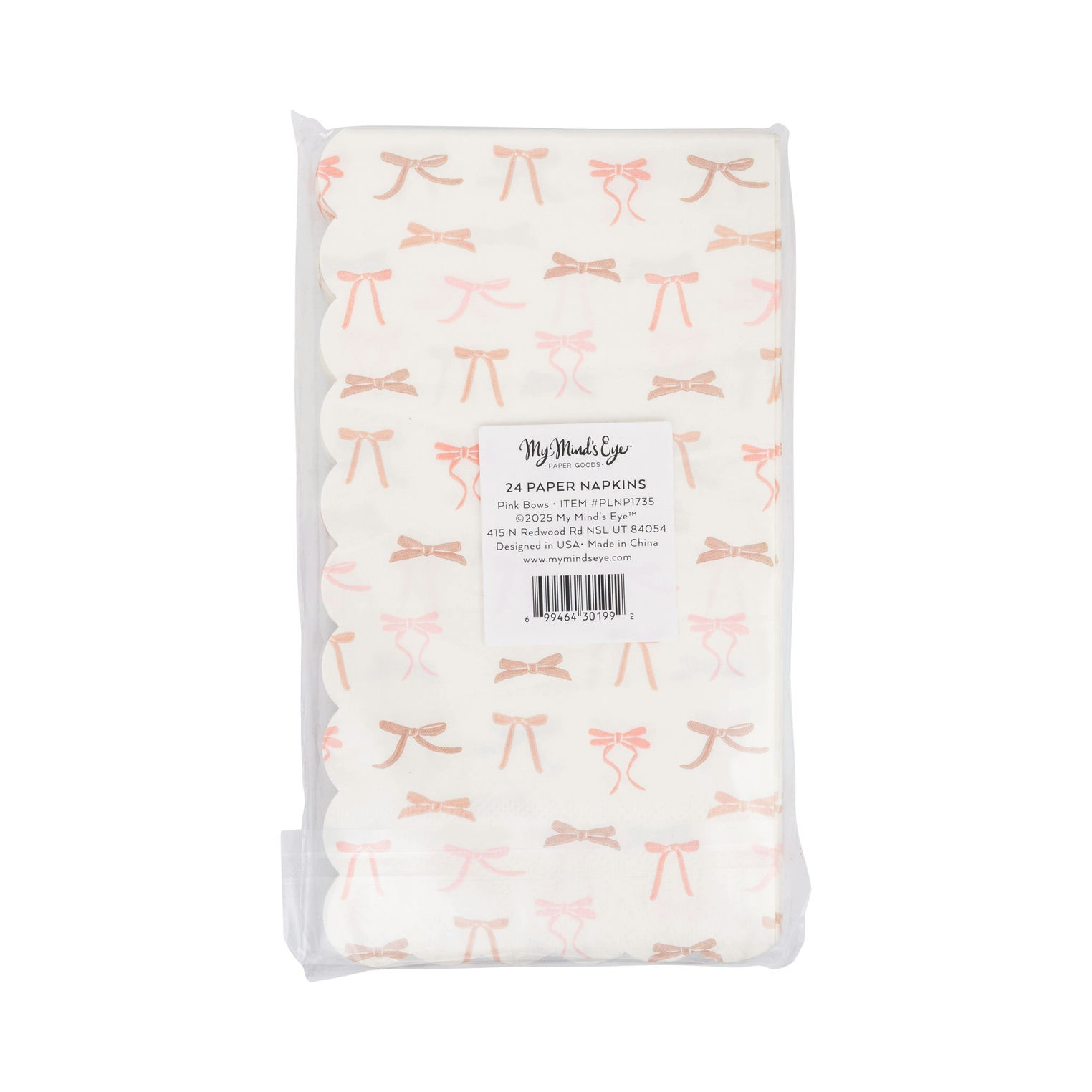 Pink Bow Patterns Scalloped Guest Napkin
