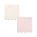 Pink and White Dainty Bow Scalloped Cocktail Napkin