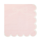 Pink and White Dainty Bow Scalloped Cocktail Napkin