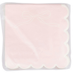 Pink and White Dainty Bow Scalloped Cocktail Napkin