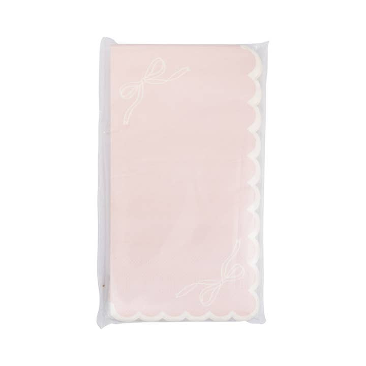 Pink Scalloped Corner Bows Guest Napkins