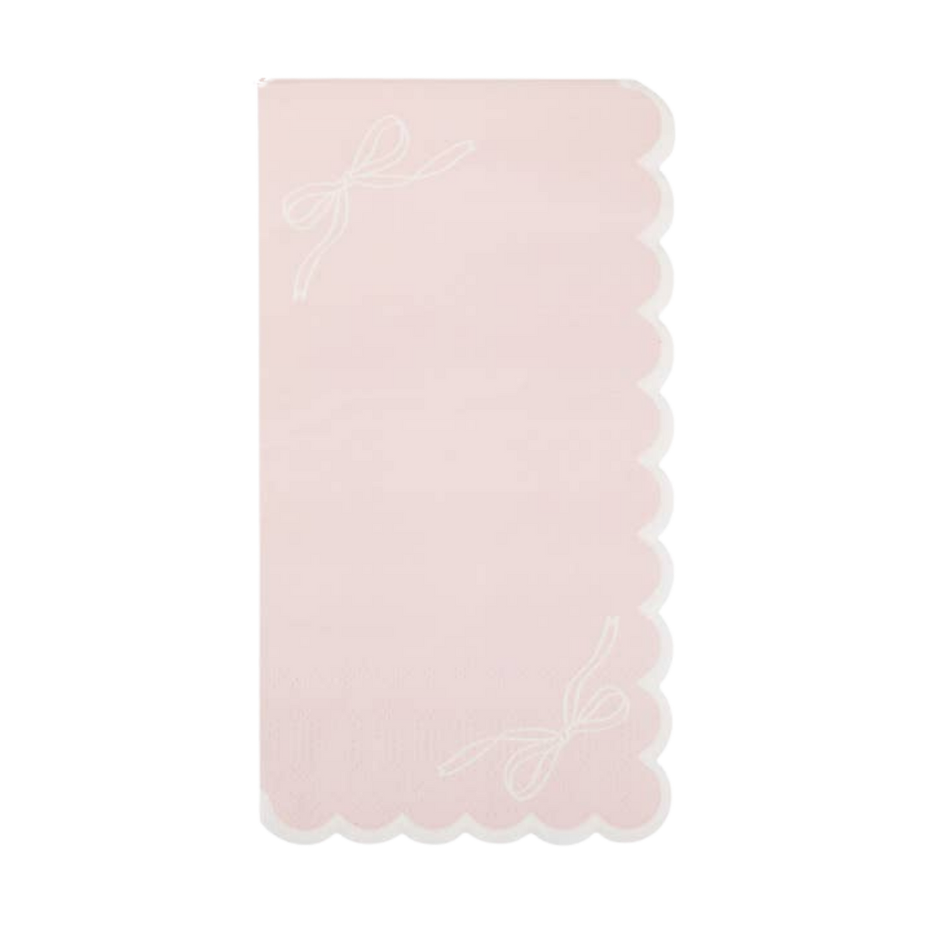 Pink Scalloped Corner Bows Guest Napkins