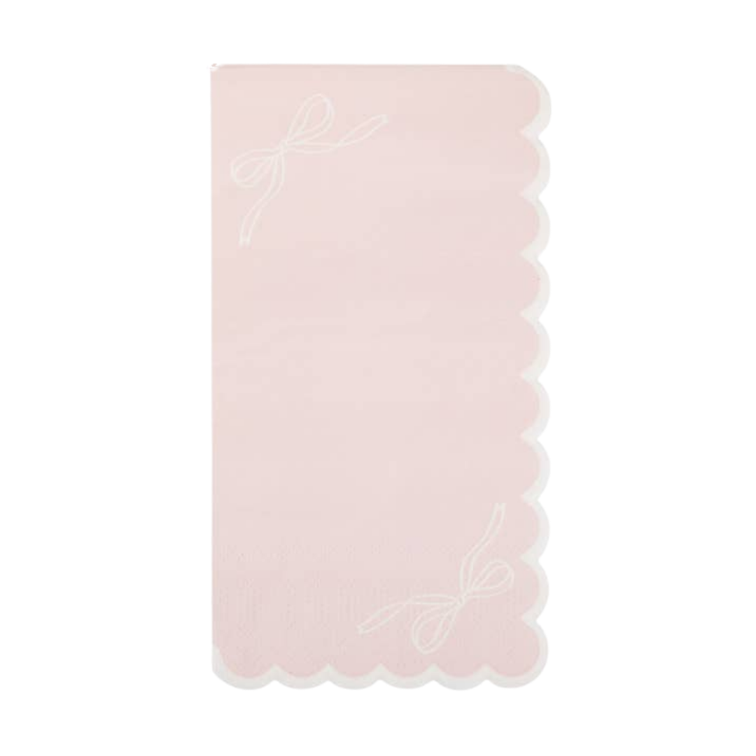 Pink Scalloped Corner Bows Guest Napkins