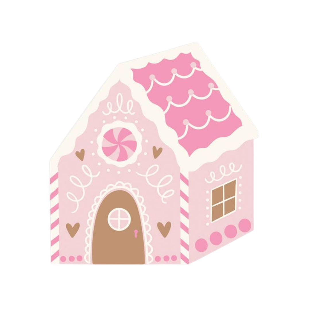 Pink Gingerbread House Shaped Cocktail Napkin