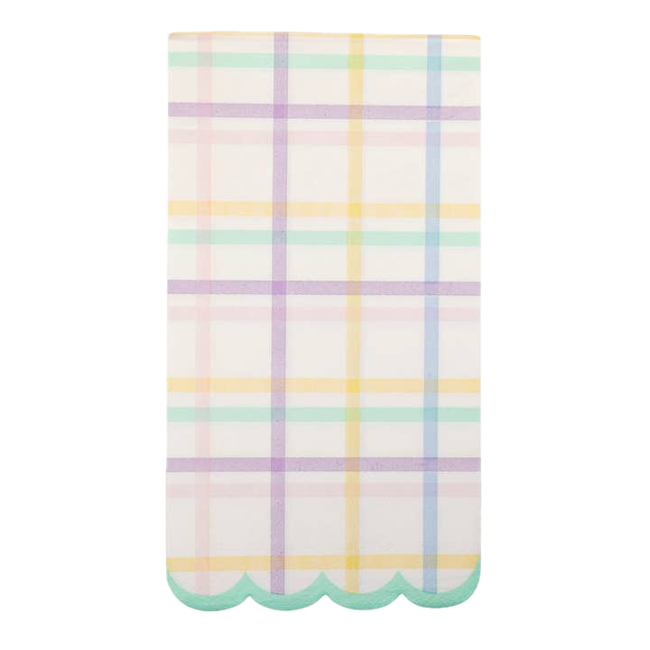 Pastel Multi Plaid Scallop Guest Napkins
