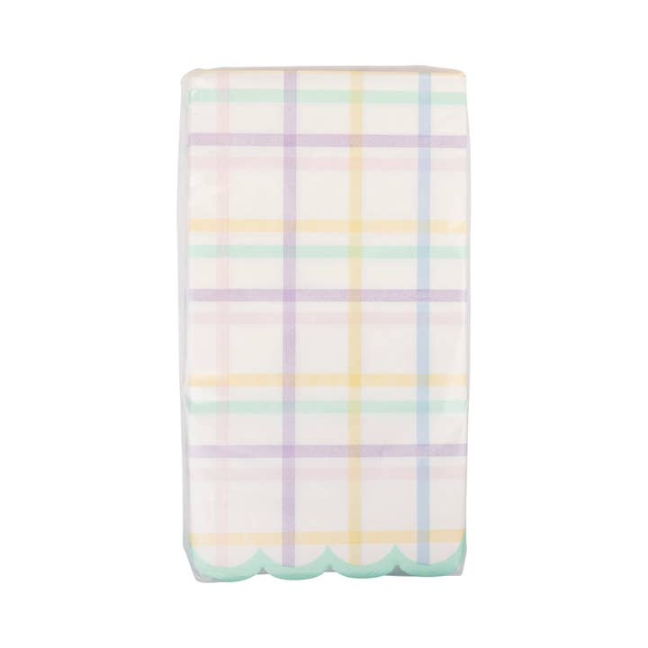 Pastel Multi Plaid Scallop Guest Napkins